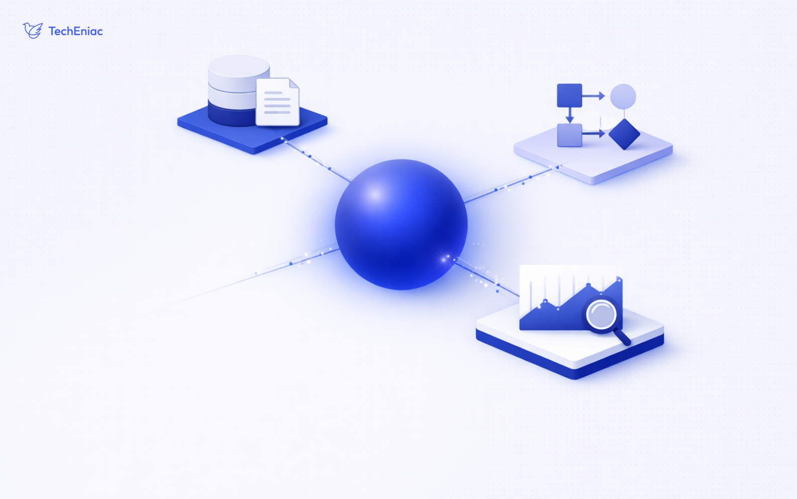 Abstract gradient illustrating an AI SaaS product architecture retrieval, model, and observability layers