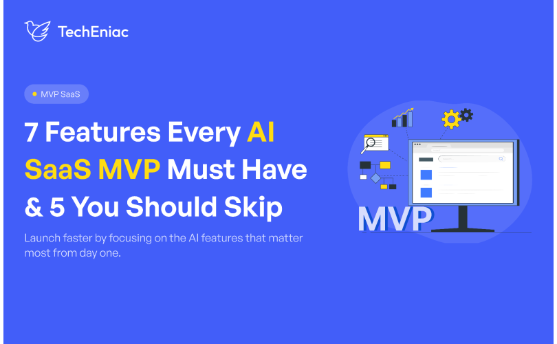 Illustration showing seven must-have features and five skip-for-later features for an AI SaaS MVP